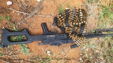 Guns and ammunition recovered from Al Shabaab terrorists in Garissa.